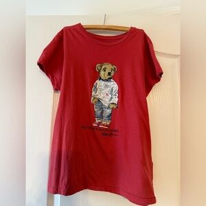 Red Polo Bear T-Shirt by Ralph Lauren Sz med euc
